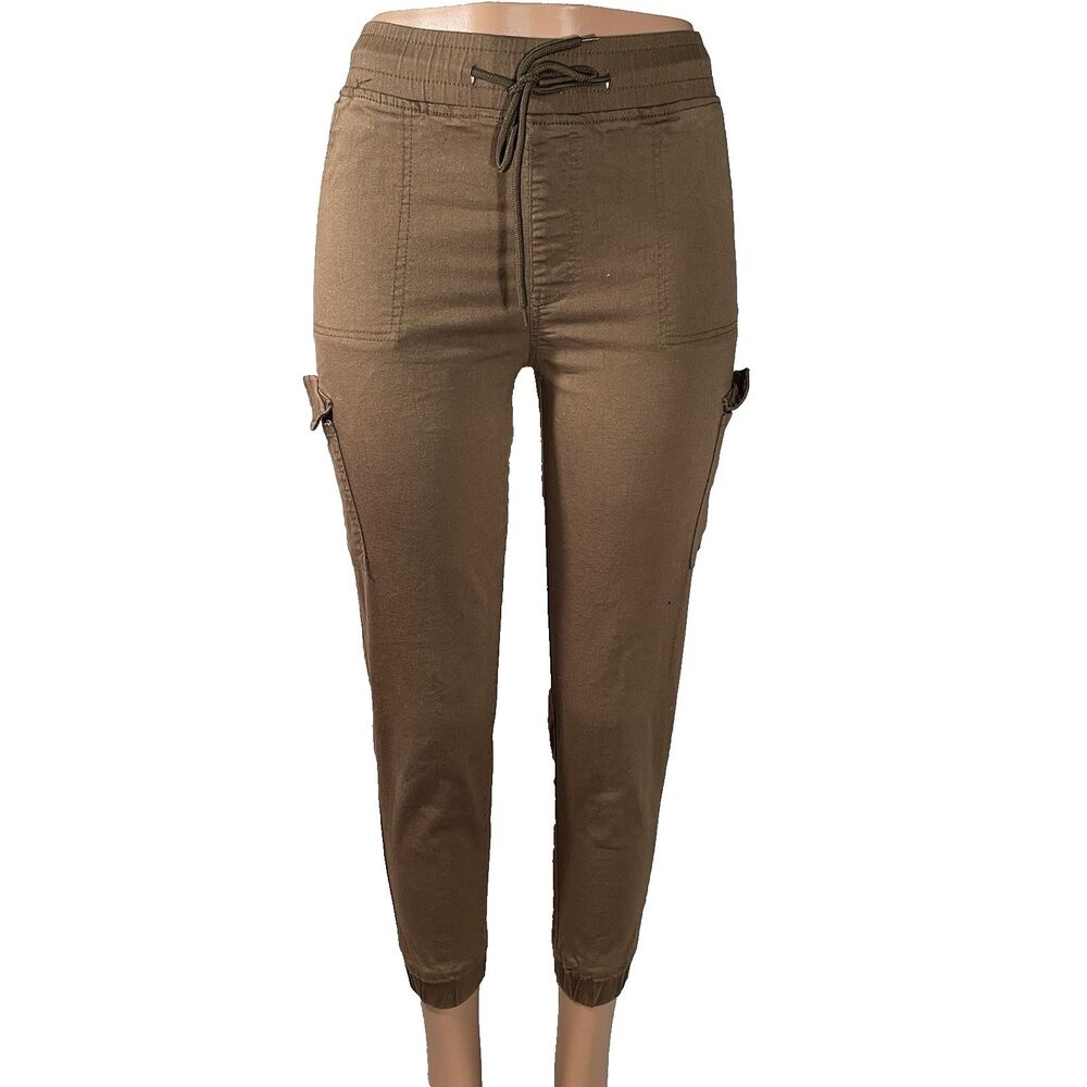 Telepatia Brown Cargo Fall Pants Womens Size Slip On Casual Utility Grunge